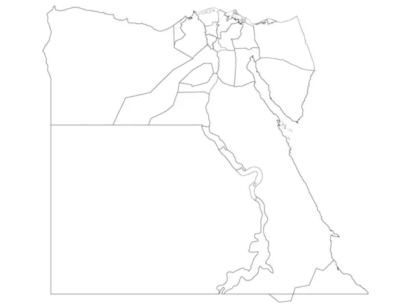 White Governorates Map Transcontinental Country Egypt — Stockový vektor
