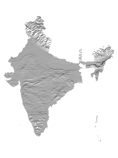 Grå Topografi Karta Över Asiatiska Landet Indien — Stock vektor