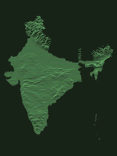 Тактическая Милитарная Изумрудная Топографическая Карта Азиатской Страны Индии — стоковый вектор