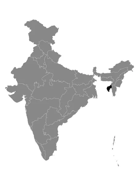 Svart Plats Karta Över Indiska Staten Tripura Inom Grå Karta — Stock vektor