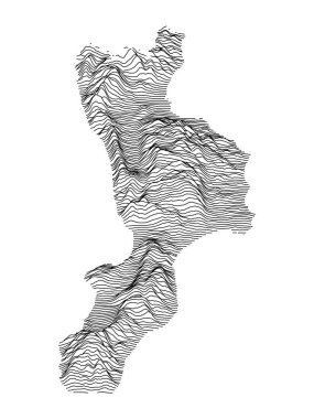 İtalya 'nın Calabria Bölgesinin Siyah ve Beyaz Topografi Konferansı