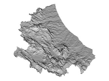 İtalya 'nın Abruzzo Bölgesinin Siyah ve Beyaz Topografi Konferansı