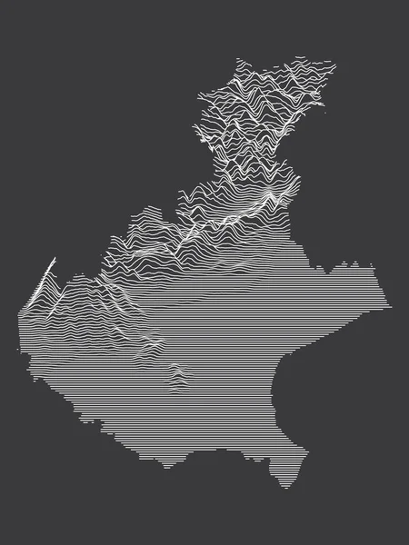 Dark Black White Contour Topography Χάρτης Ιταλικής Περιφέρειας Βένετο — Διανυσματικό Αρχείο