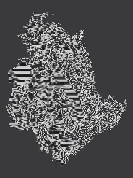 Dark Black White Contour Topografia Mapa Região Italiana Úmbria — Vetor de Stock