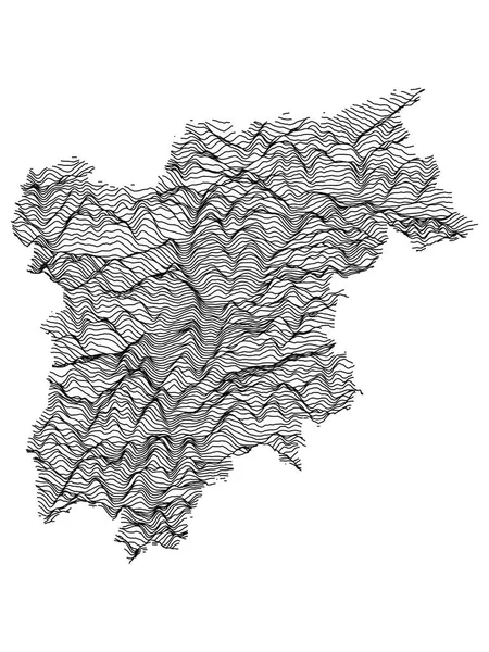 Black White Contour Topografia Mapa Região Italiana Trentino Tirol Sul —  Vetores de Stock