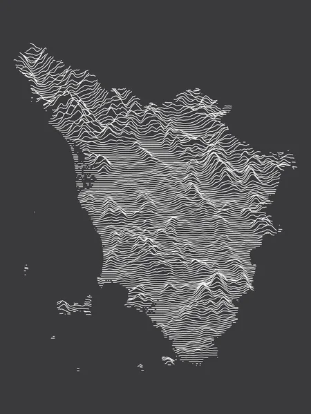 Dark Black White Contour Topografia Mapa Região Italiana Toscana — Vetor de Stock