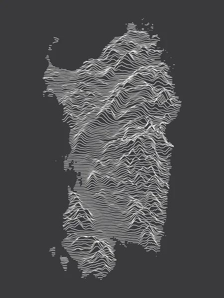 Carte Topographique Contour Noir Blanc Foncé Région Italienne Sardaigne — Image vectorielle