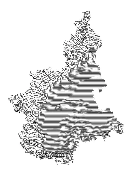 Black White Contour Topografia Mapa Região Italiana Piemonte — Vetor de Stock