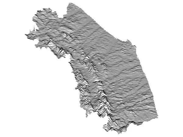 Topografía Contorno Blanco Negro Mapa Región Italiana Marche — Vector de stock