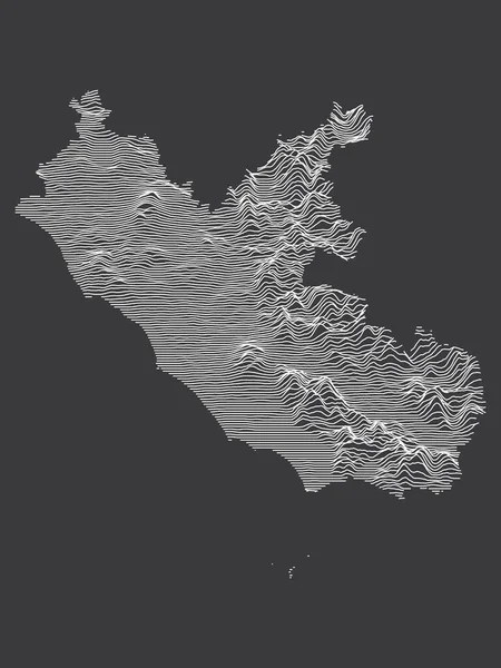 Dark Black White Contour Topografia Mapa Região Italiana Lácio — Vetor de Stock