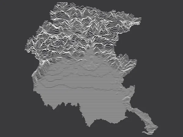 意大利弗留利 朱利亚地区黑白相间的3D等高线地形图 — 图库矢量图片
