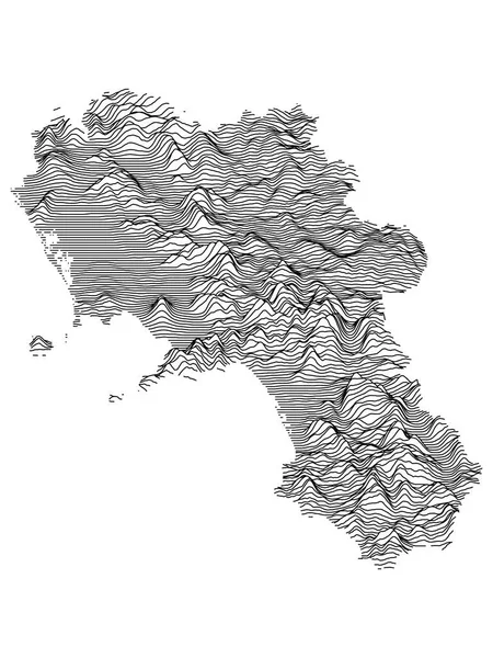 Черно Белая Трехмерная Контурная Топографическая Карта Итальянской Области Кампания — стоковый вектор