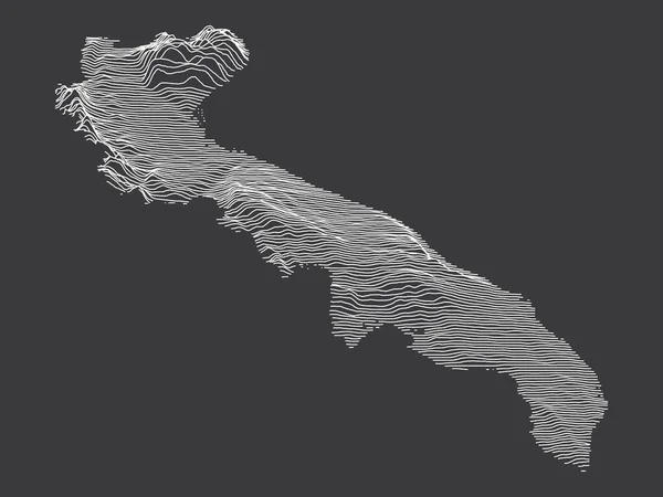 Dark Black White Contour Topografia Mapa Região Italiana Apúlia — Vetor de Stock