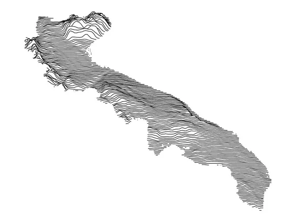 Fekete Fehér Kontúr Topográfia Apulia Olasz Régió Térképe — Stock Vector