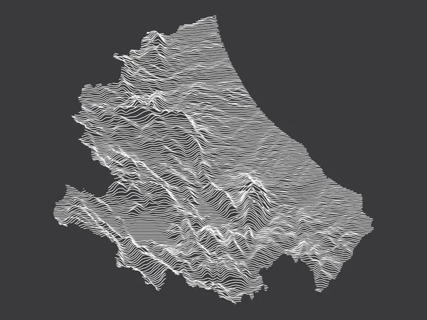 Carte Topographique Contour Noir Blanc Foncé Région Italienne Des Abruzzes — Image vectorielle