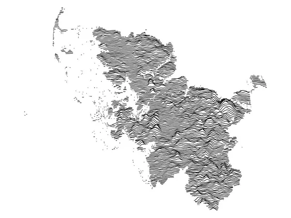 Black White Contour Topography Map German Federal State Schleswig Holstein — Stock Vector