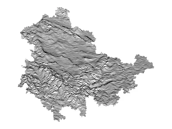 Black White Contour Topography Karta Över Tyska Delstaten Thüringen — Stock vektor