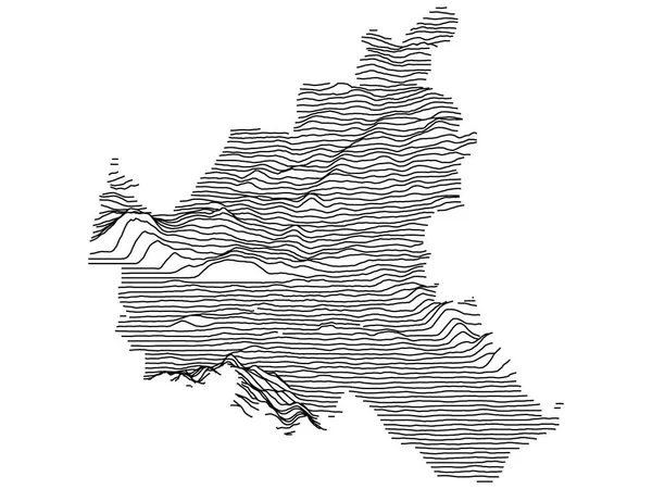 Black White Contour Topografia Mapa Estado Federal Alemão Cidade Livre — Vetor de Stock