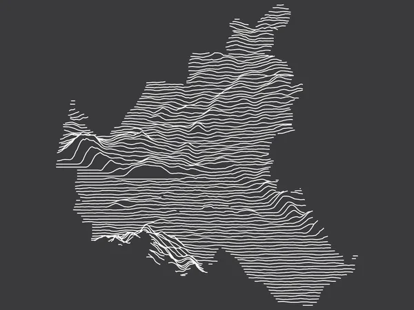 Dark Black White Contour Topography Mapa Del Estado Federal Alemán — Archivo Imágenes Vectoriales