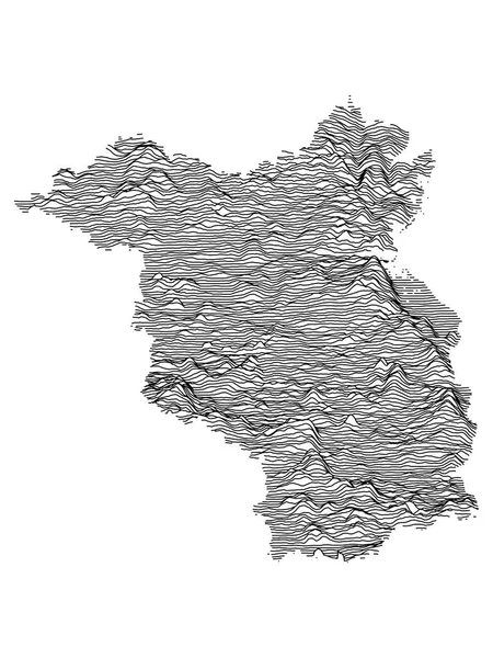 Black White Contour Topography Map German Federal State Brandenburg — Stock Vector