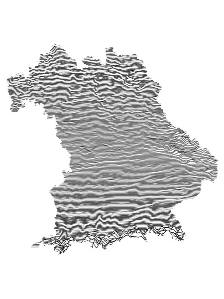 Zwarte Witte Contour Topografie Kaart Van Duitse Deelstaat Beieren — Stockvector