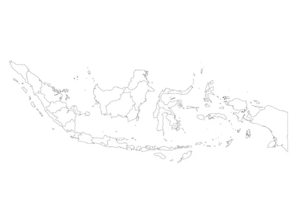 White Flat Provinces Map Asian Country Indonesia — 스톡 벡터