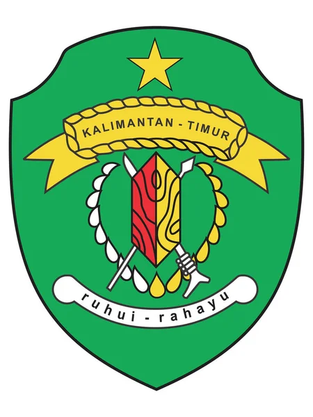 Vector Illustration Flat Emblem Indonesia Province Kalimantan Timur - Stok Vektor