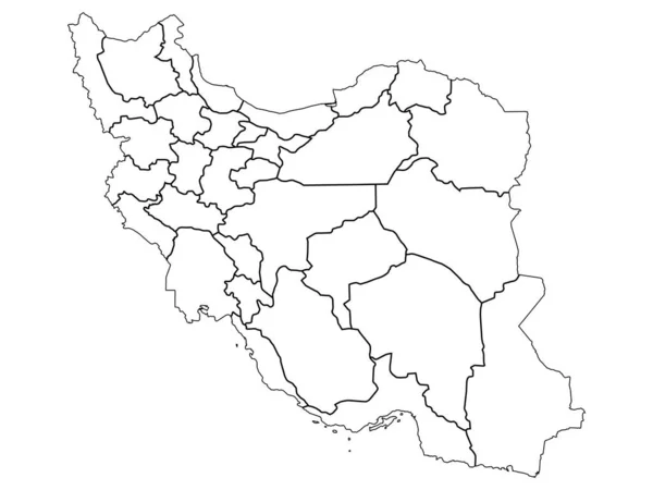 White Flat Provincias Mapa Del País Asiático Irán — Vector de stock