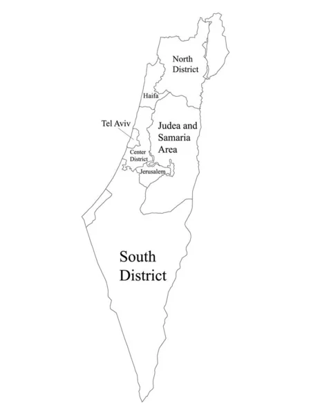 White Labeled Flat Districts Karta Över Mellanöstern Och Israel — Stock vektor