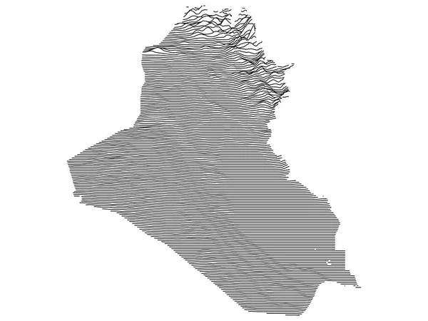 Siyah Beyaz Irak Asya Ülkesi Topografi Konferansı Haritası — Stok Vektör