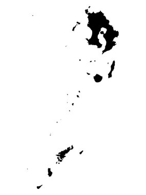 Japonya 'nın Kagoshima Bölgesi Siyah Düz Haritası