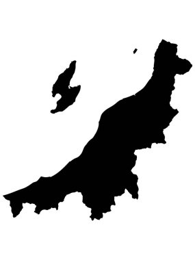 Japon Niigata Bölgesi Siyah Düz Haritası