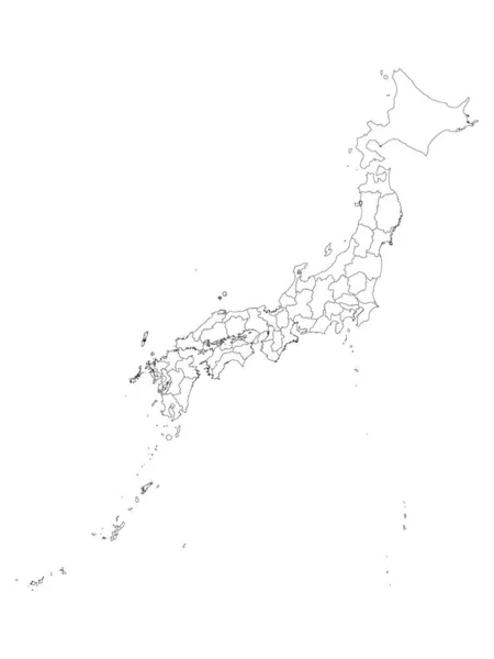 Weiße Flache Präfekturen Karte Des Asiatischen Landes Japan — Stockvektor