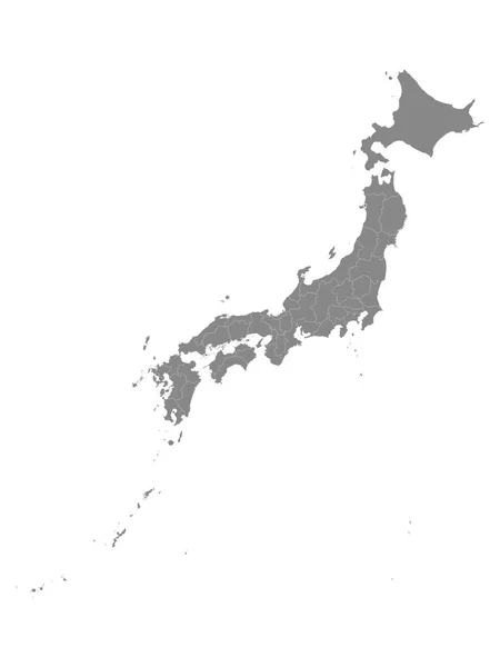 Prefecturas Planas Grises Mapa Del País Asiático Japón — Vector de stock