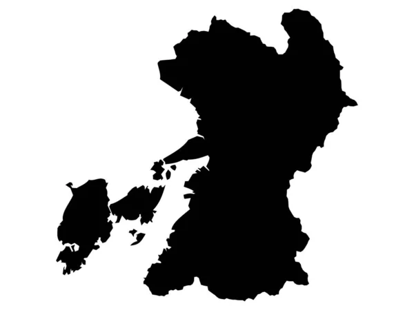 熊本日本县城的黑色平面地图 — 图库矢量图片