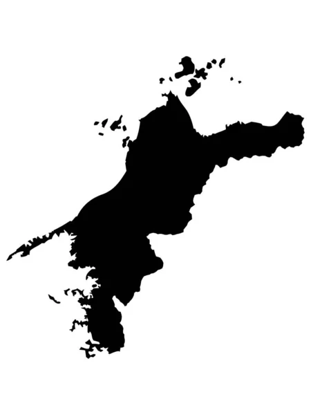 Mapa Plano Negro Prefectura Japonesa Ehime — Vector de stock