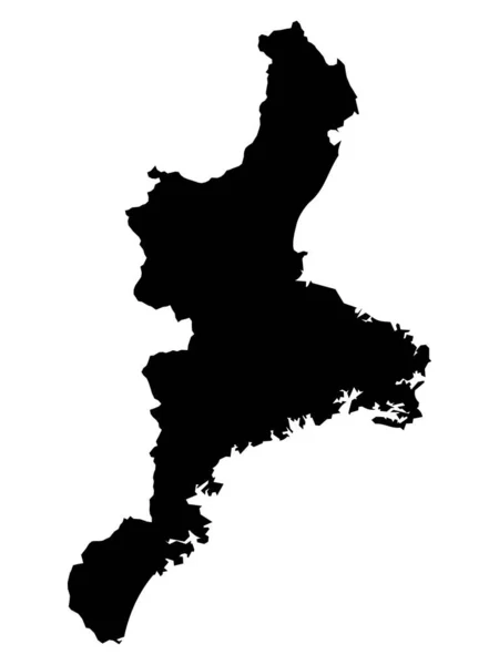 Japon Bölgesi Siyah Düz Haritası — Stok Vektör