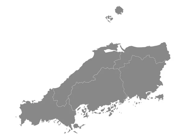 Grey Flat Map Japanese Region Shikoku Prefectures — Stockový vektor