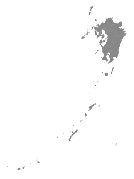 Graue Flache Karte Der Japanischen Region Kyushu Mit Präfekturen — Stockvektor