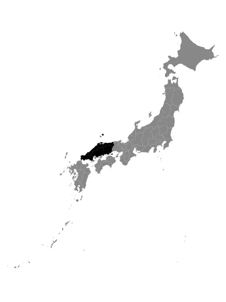 Карта Чёрного Расположения Японского Региона Сикоку Рамках Серой Карты Японии — стоковый вектор