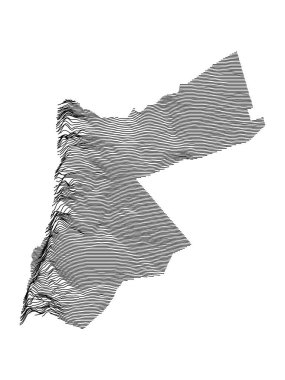 Ürdün 'ün Orta Doğu Ülkesi Siyah ve Beyaz 3D Topografi Konferansı