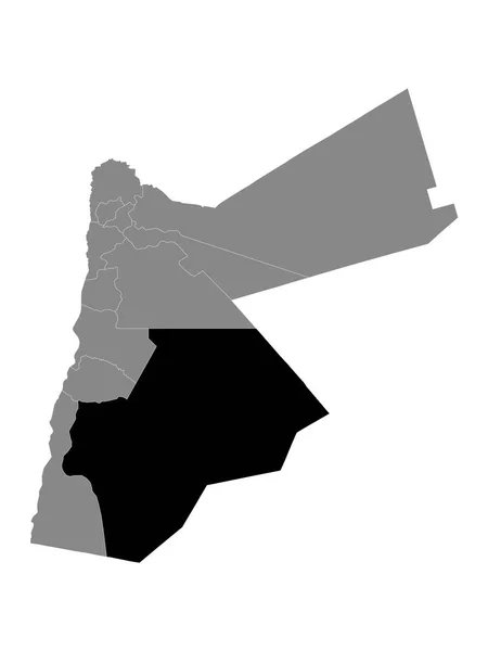 Czarna Mapa Lokalizacji Jordańskiego Gubernatora Obrębie Szarej Mapy Jordanii — Wektor stockowy