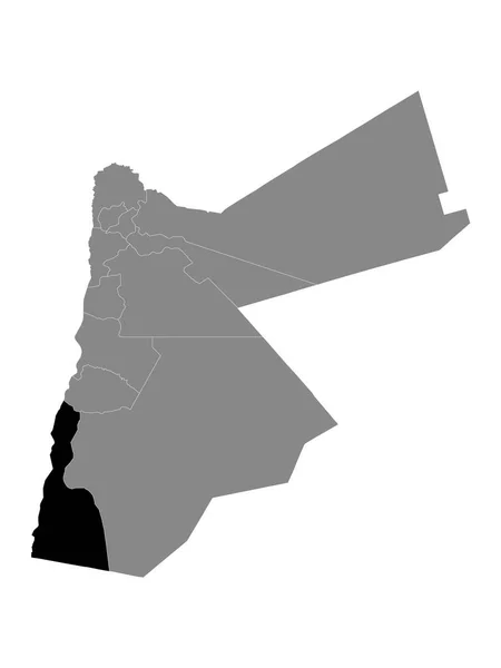 Mapa Negro Provincia Jordana Aqaba Grey Mapa Jordania — Vector de stock