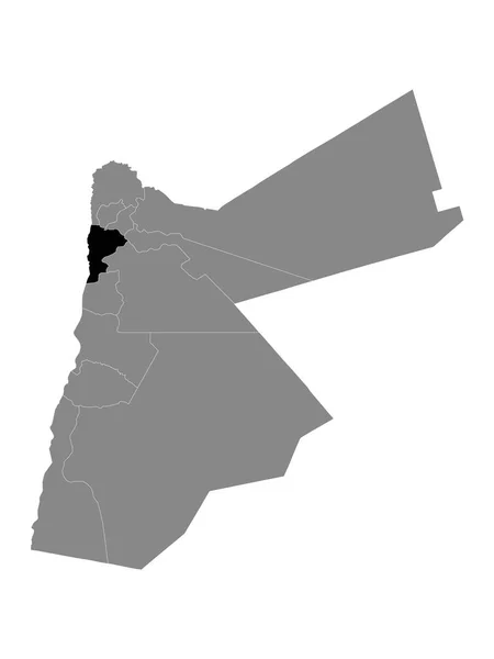 Zwarte Plattegrond Van Jordaans Gouvernement Van Balqa Grijze Kaart Van — Stockvector