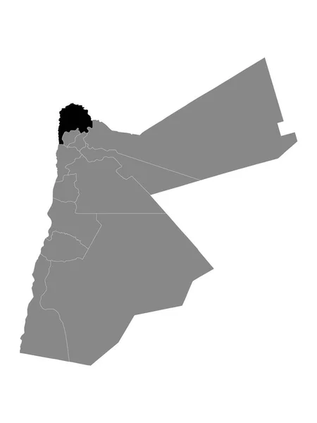 Czarna Mapa Lokalizacji Jordańskiego Governorate Irbid Grey Map Jordan — Wektor stockowy