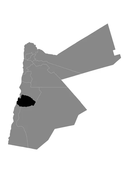 Mapa Negro Provincia Jordana Tafila Grey Mapa Jordania — Vector de stock