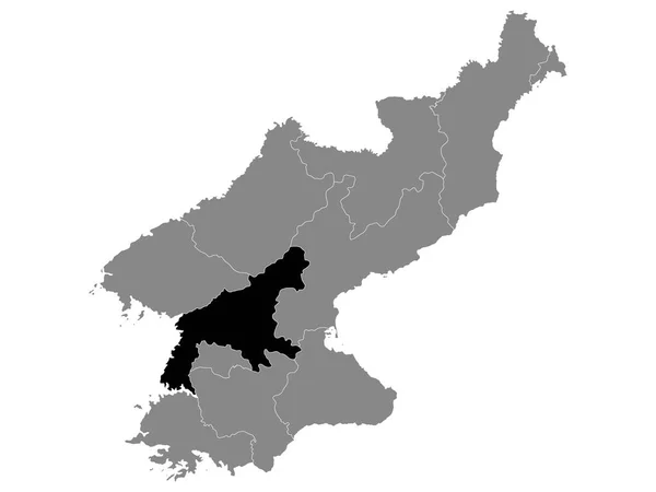 Mappa Nera North Korean Province South Pyongan All Interno Grey — Vettoriale Stock