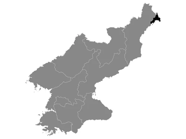 Black Location Map North Korean Special City Rason Grey Χάρτης — Διανυσματικό Αρχείο