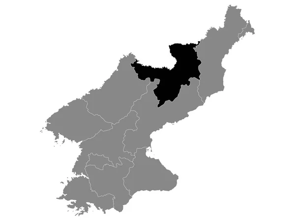 Mappa Nera Della Provincia Della Corea Del Nord Ryanggang All — Vettoriale Stock