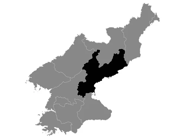 北朝鮮のグレーマップ内の北朝鮮の省の黒い場所 — ストックベクタ